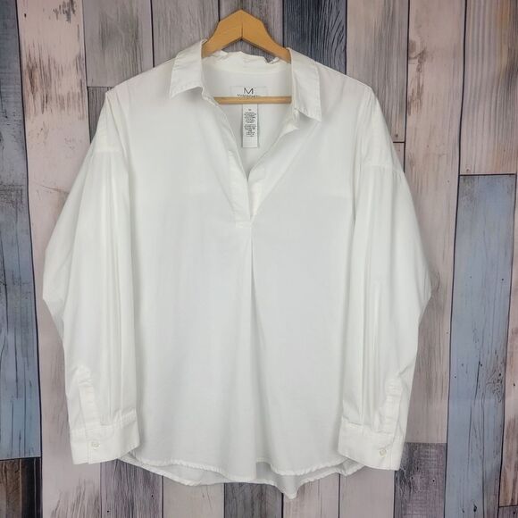 Magaschoni White Split Neck Long Sleeve Blouse Top Size 1X - Picture 3 of 7
